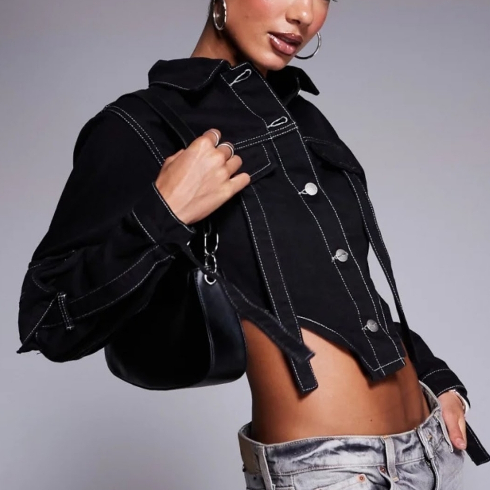 Women's Liquor N Poker Black Cropped Jacket Size 6